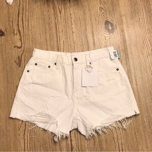 Pistola denim nova relaxed high rise cutoff denim shorts white new